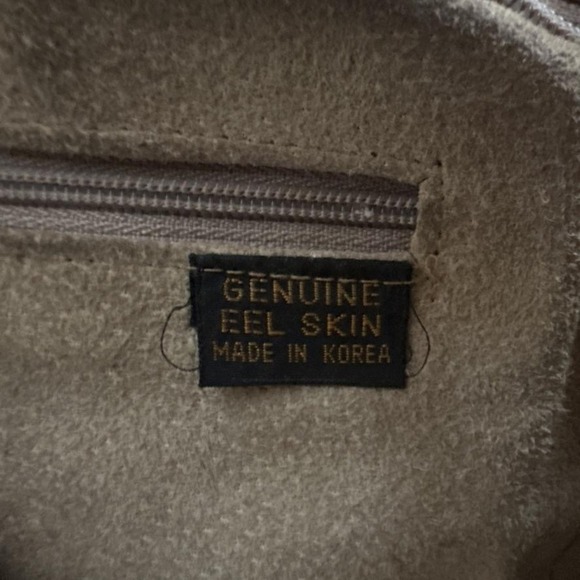 Vintage Genuine Eel Skin Shoulder Bag Purse Exotic Medium Brown Korea Tassel 80s - Picture 4 of 12